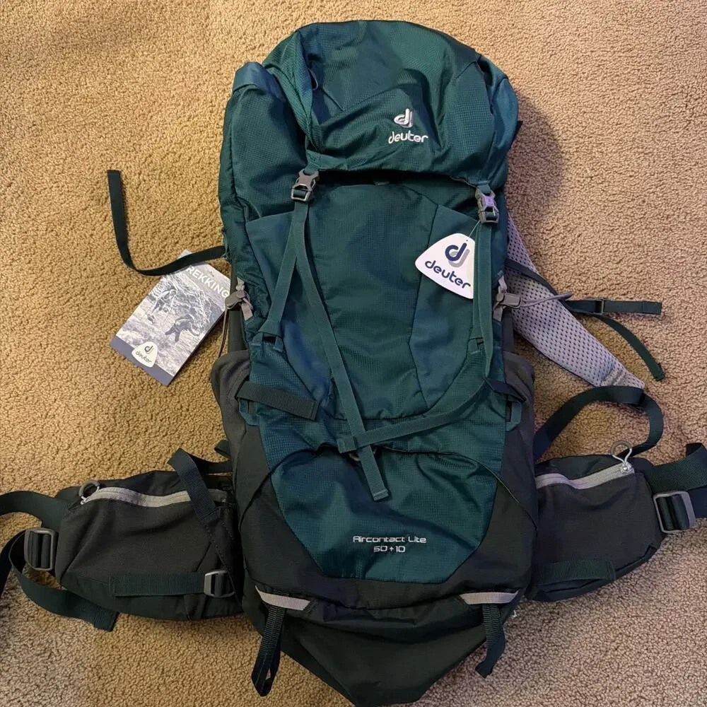 Deuter Aircontact Lite 50 + 10 NEW Internal Frame Backpack Camping Hiking Green